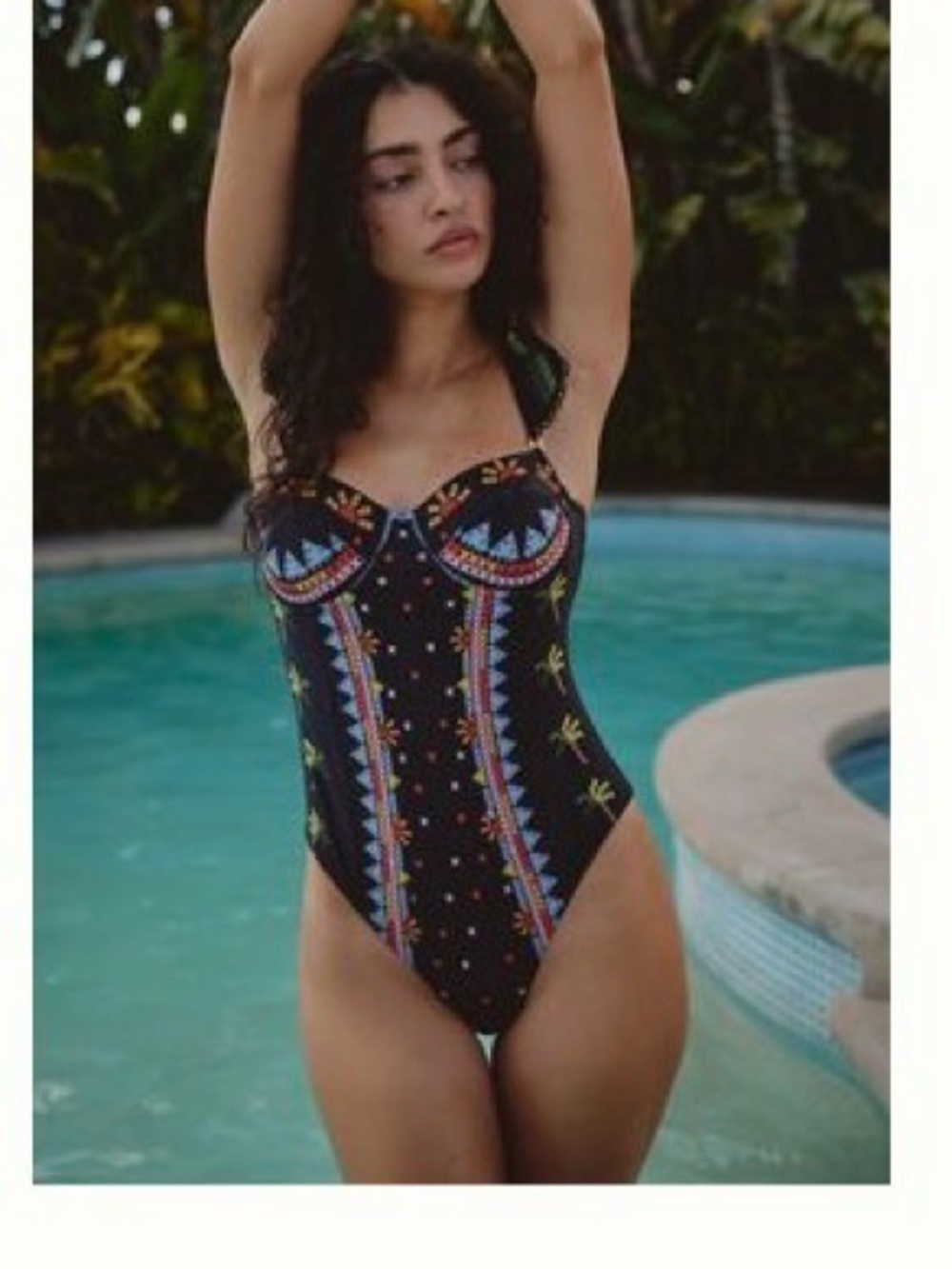 FARM Rio Black One-Piece Swimsuit with Colorful Embroidery